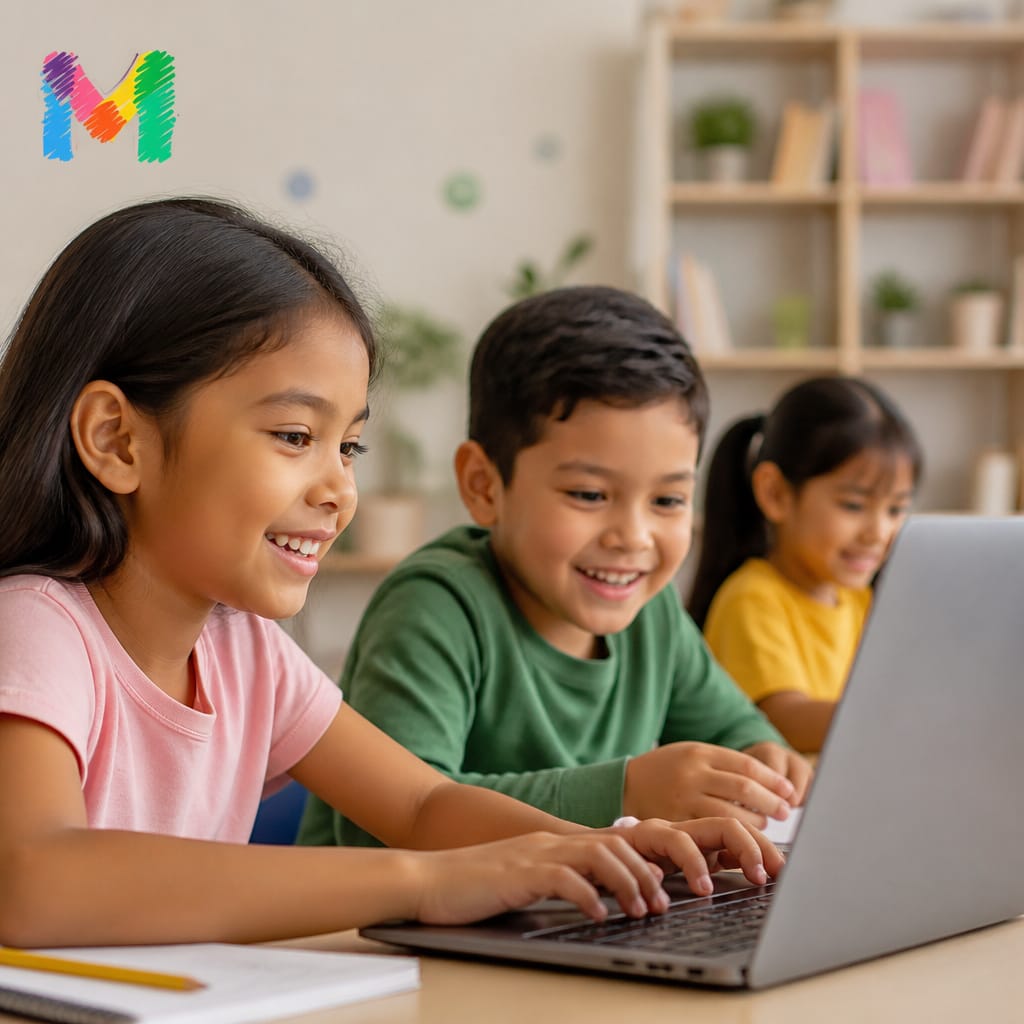 Young learners in a live Mindcraft online class